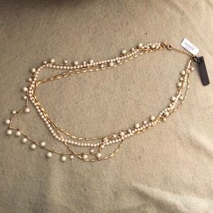 J. Crew gold and pearl necklace NWT